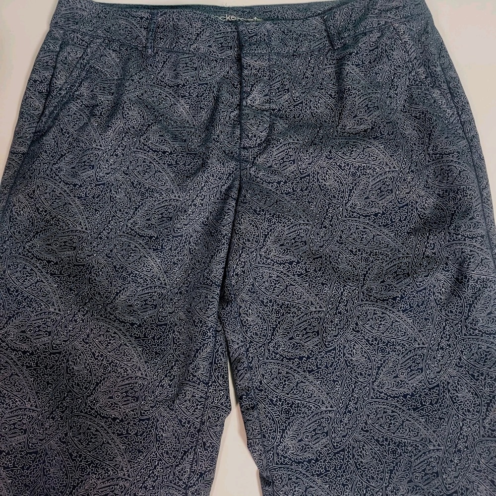 Womens Dockers Blue‎ Paisley Design Flat Front Capri Pants Size 16 Beach Peasant